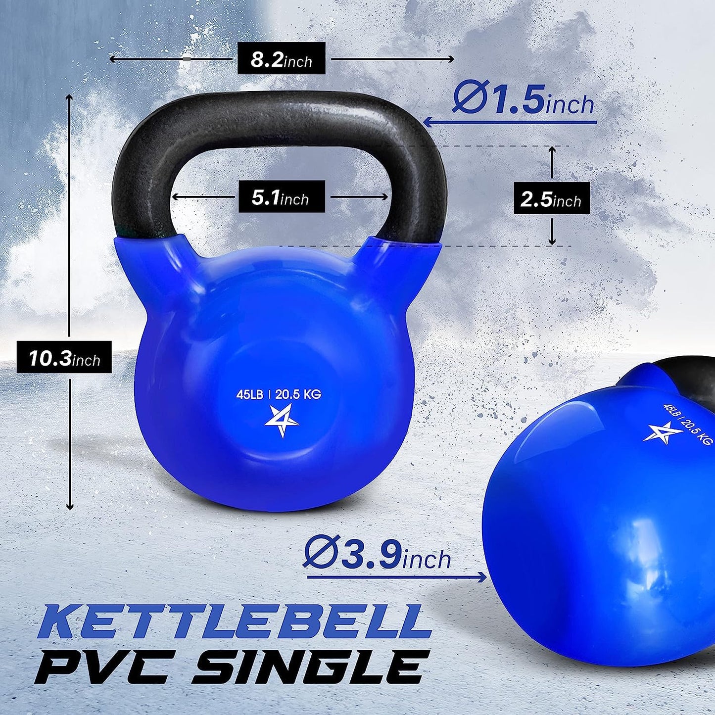 Yes4All Kettlebell Vinyl Coated Cast Iron – Great for Dumbbell Weights Exercises, Full Body Workout Equipment Push up, Grip Strength and Strength Training, PVC