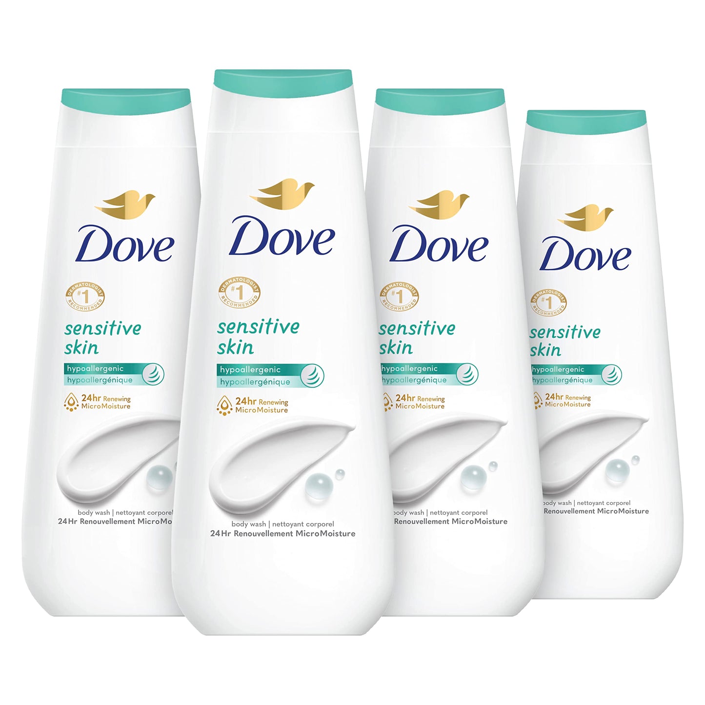 Dove Body Wash with Pump Sensitive Skin Hypoallergenic, Paraben-Free, Sulfate-Free, Cruelty-Free, Moisturizing Skin Cleanser Effectively Washes Away Bacteria While Nourishing Skin 30.6 oz