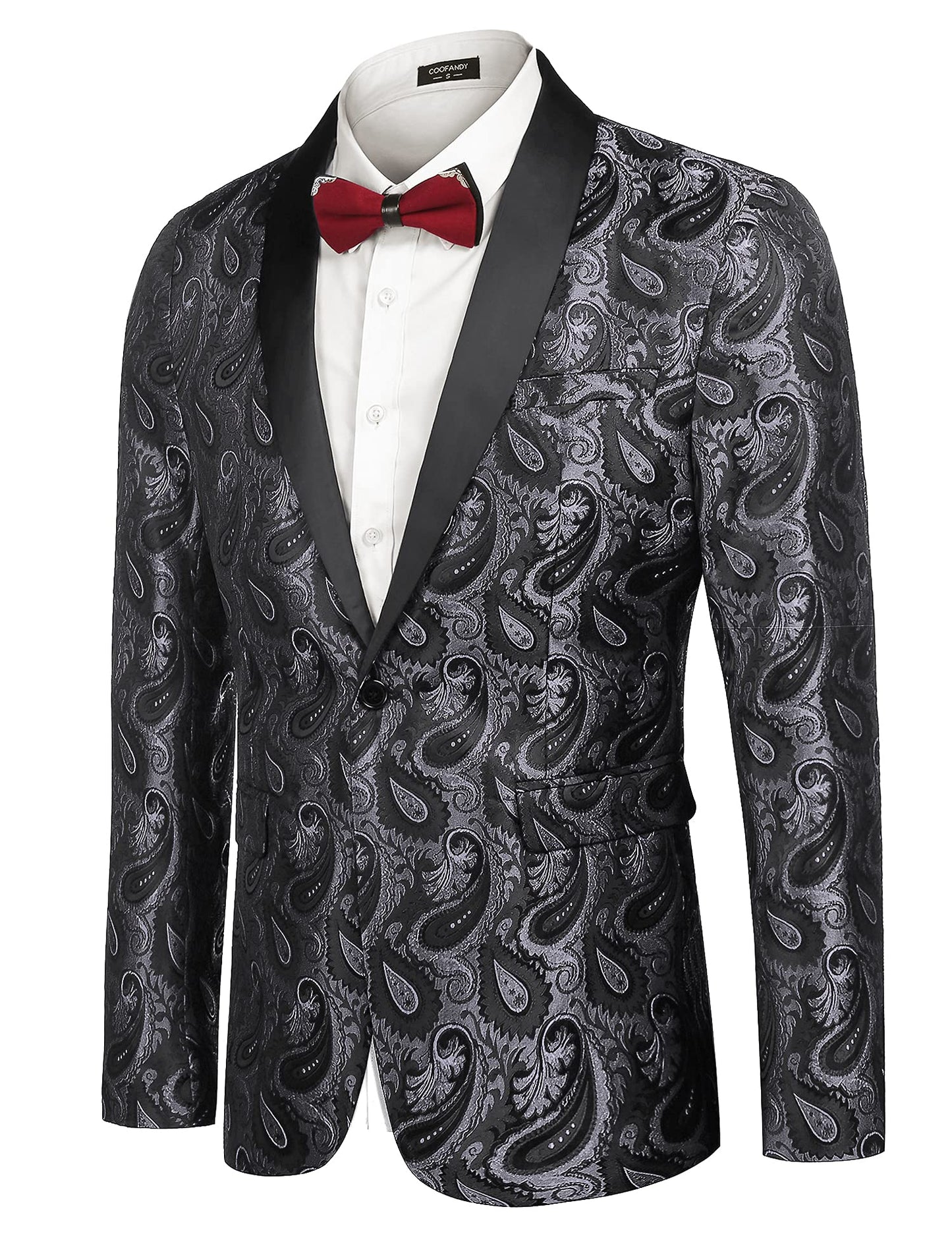 COOFANDY Mens Floral Tuxedo Jacket Paisley Shawl Lapel Suit Blazer Jacket for Dinner,Prom,Wedding