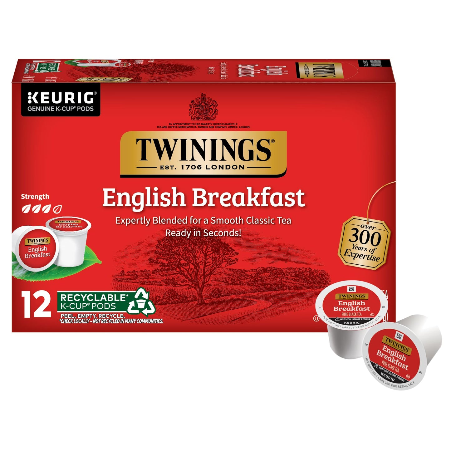 Twinings English Breakfast Tea K-Cup Pods for Keurig, Caffeinated, Smooth, Flavourful, Robust Black Tea, 24 Count (Pack of 1), Enjoy Hot or Iced