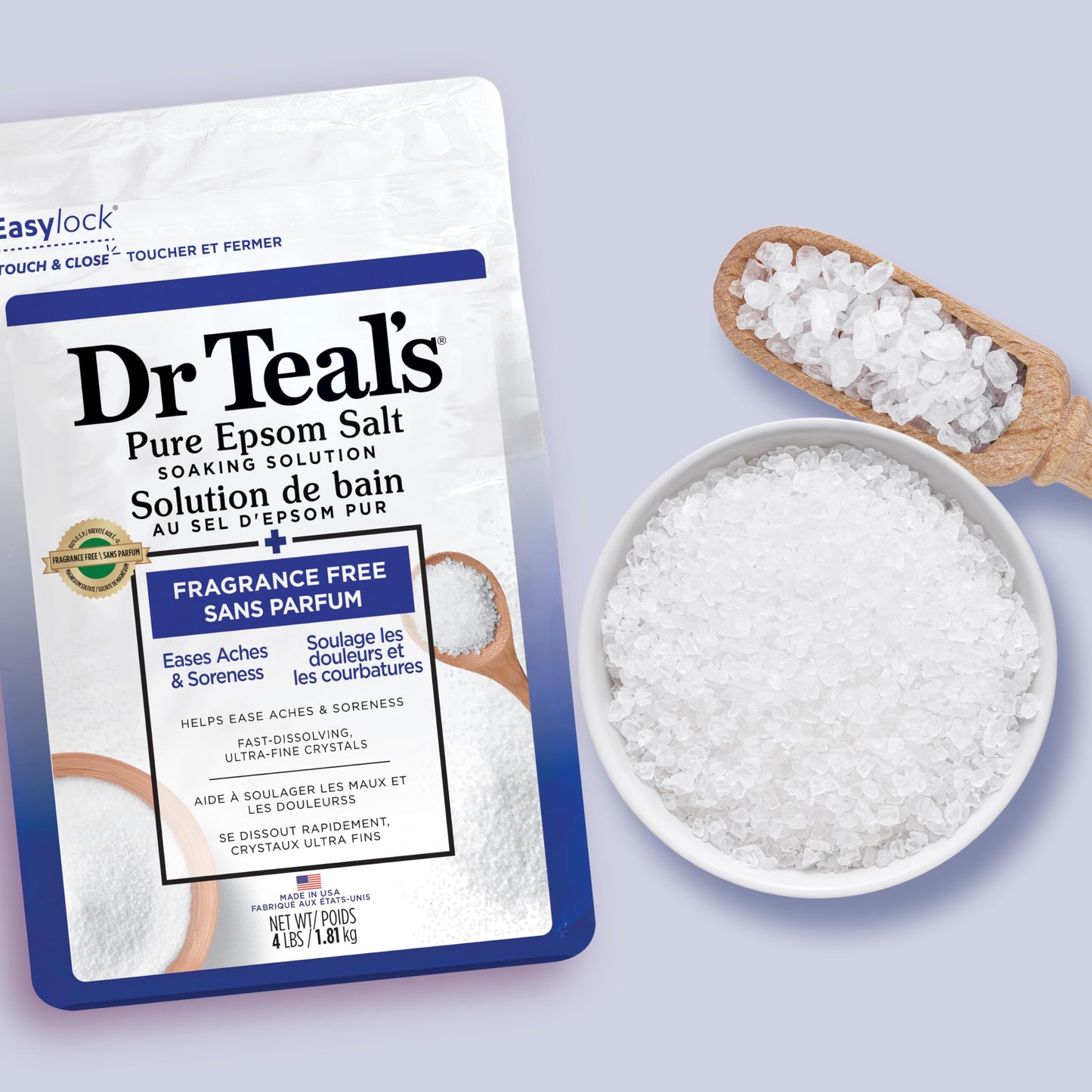 Dr Teal's Pure Epsom Salt Soak, Fragrance Free, 4 lbs