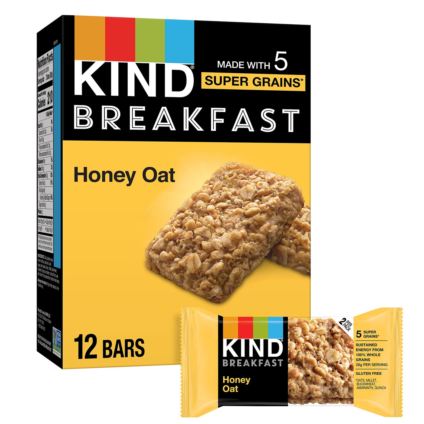 KIND Breakfast, Healthy Snack Bar, Almond Butter, Gluten Free Breakfast Bars, 8g Protein, 1.76 OZ Packs (6 Count)