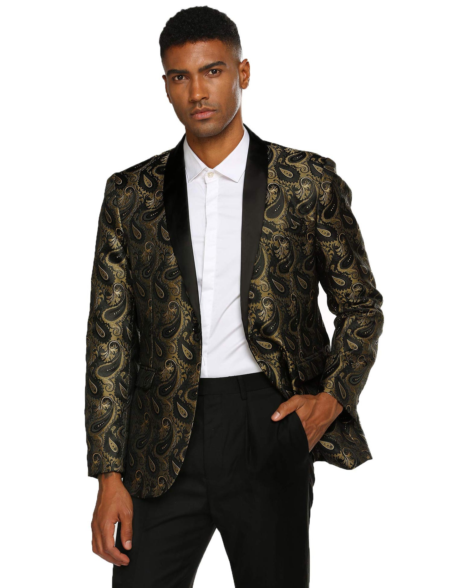 COOFANDY Mens Floral Tuxedo Jacket Paisley Shawl Lapel Suit Blazer Jacket for Dinner,Prom,Wedding