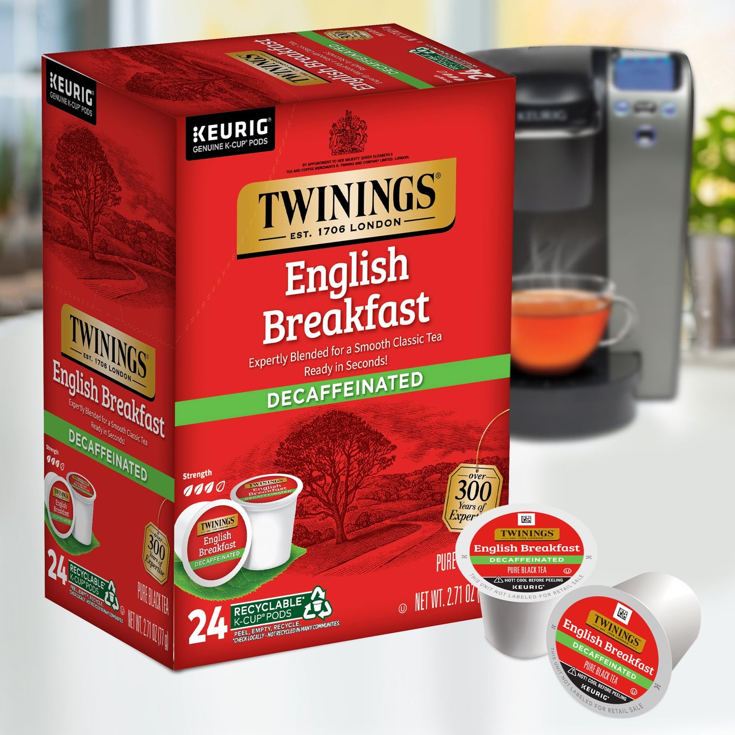 Twinings English Breakfast Tea K-Cup Pods for Keurig, Caffeinated, Smooth, Flavourful, Robust Black Tea, 24 Count (Pack of 1), Enjoy Hot or Iced