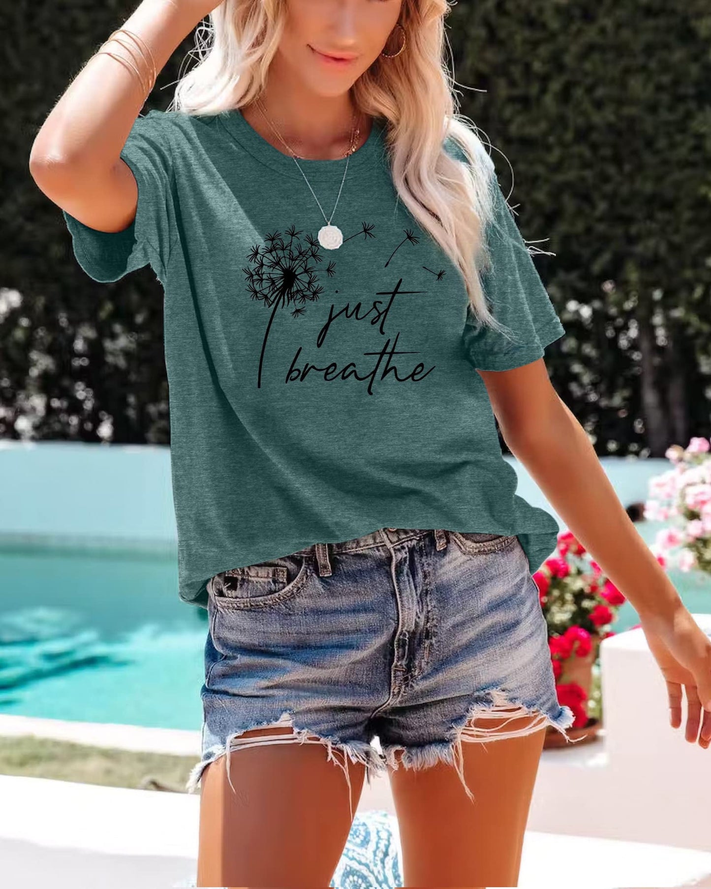 Anbech Womens Dandelion Graphic T-Shirts Teen Girls Cute Sunflower Trendy Clothes Casual Tee Tops