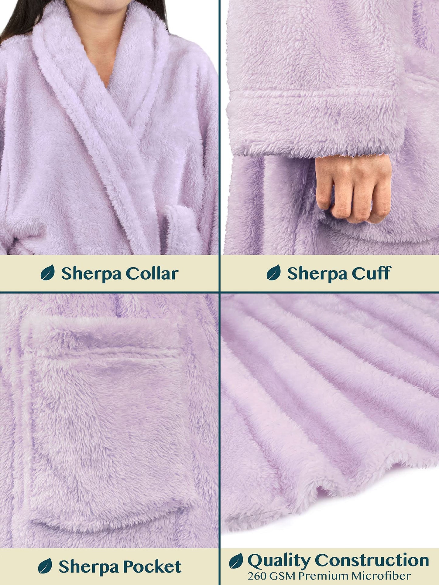 PAVILIA Premium Womens Plush Soft Robe Fluffy, Warm, Fleece Sherpa Shaggy Bathrobe