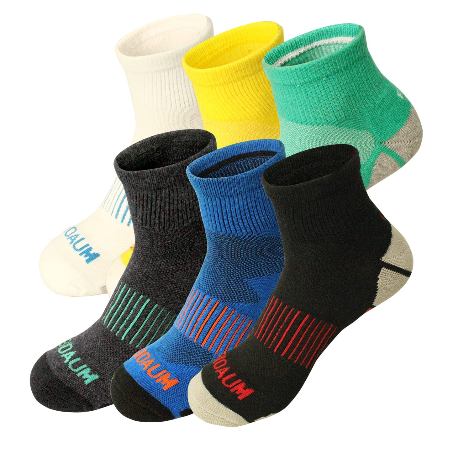 BIOAUM Men's Athletic Socks Size 10-13 - 6 Pairs Cotton Cushioned Quarter Socks for Running, Workout, Work