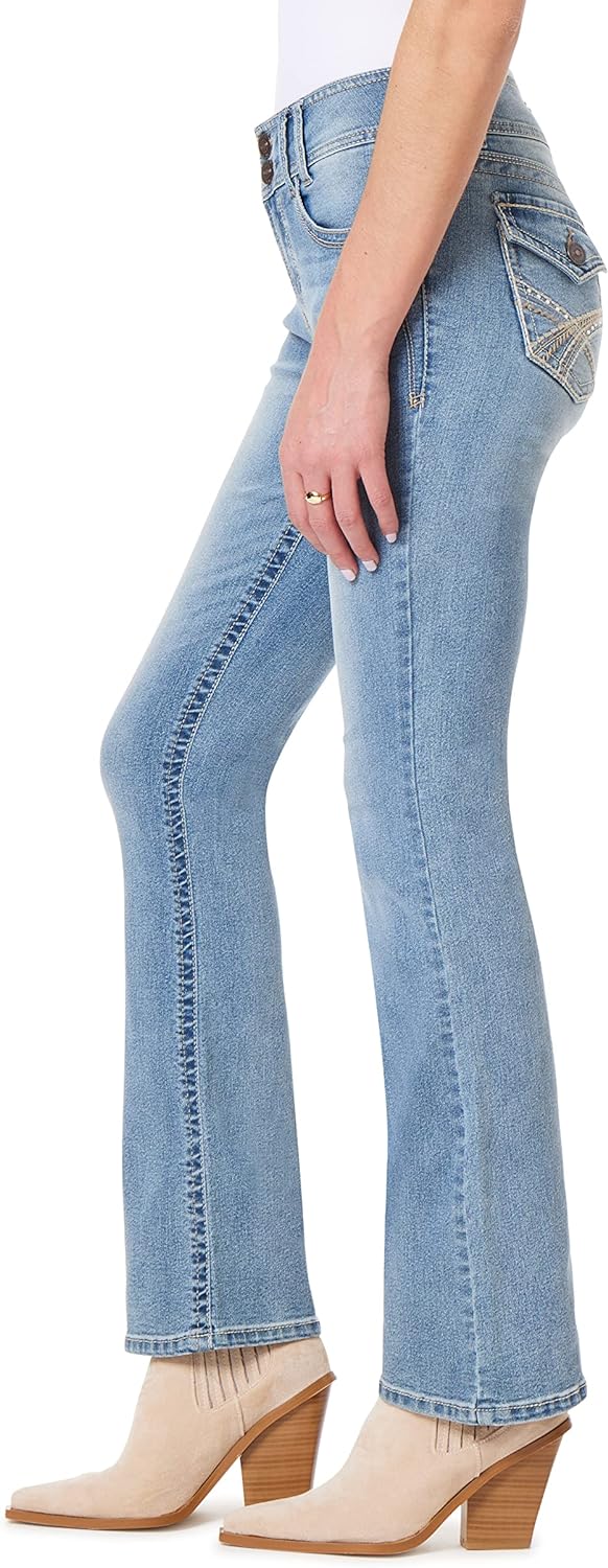 WallFlower Women's Luscious Curvy Bootcut Mid-Rise Insta Stretch Juniors Jeans (Standard and Plus)