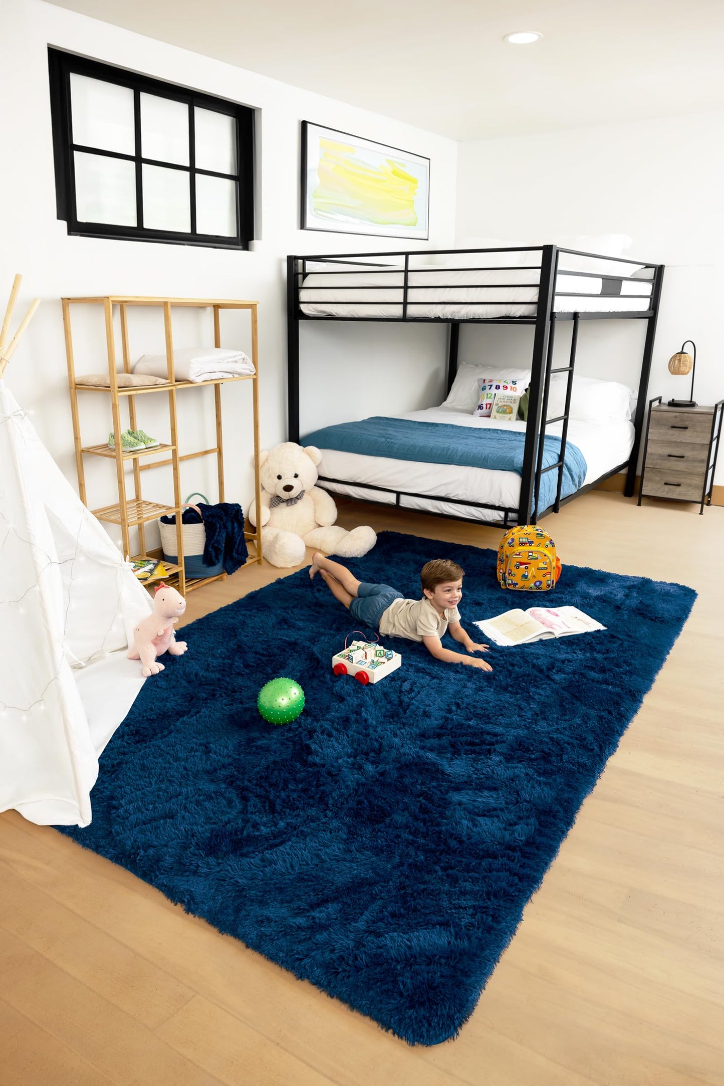 Ophanie Machine Washable Upgrade 4x6 Rugs for Bedroom, Grey, Fluffy Shaggy Soft Area Rug, Gray Non-Slip Indoor Floor Carpet for Living Room, Kids Baby Boys Teen Dorm Home Decor Aesthetic, Nursery