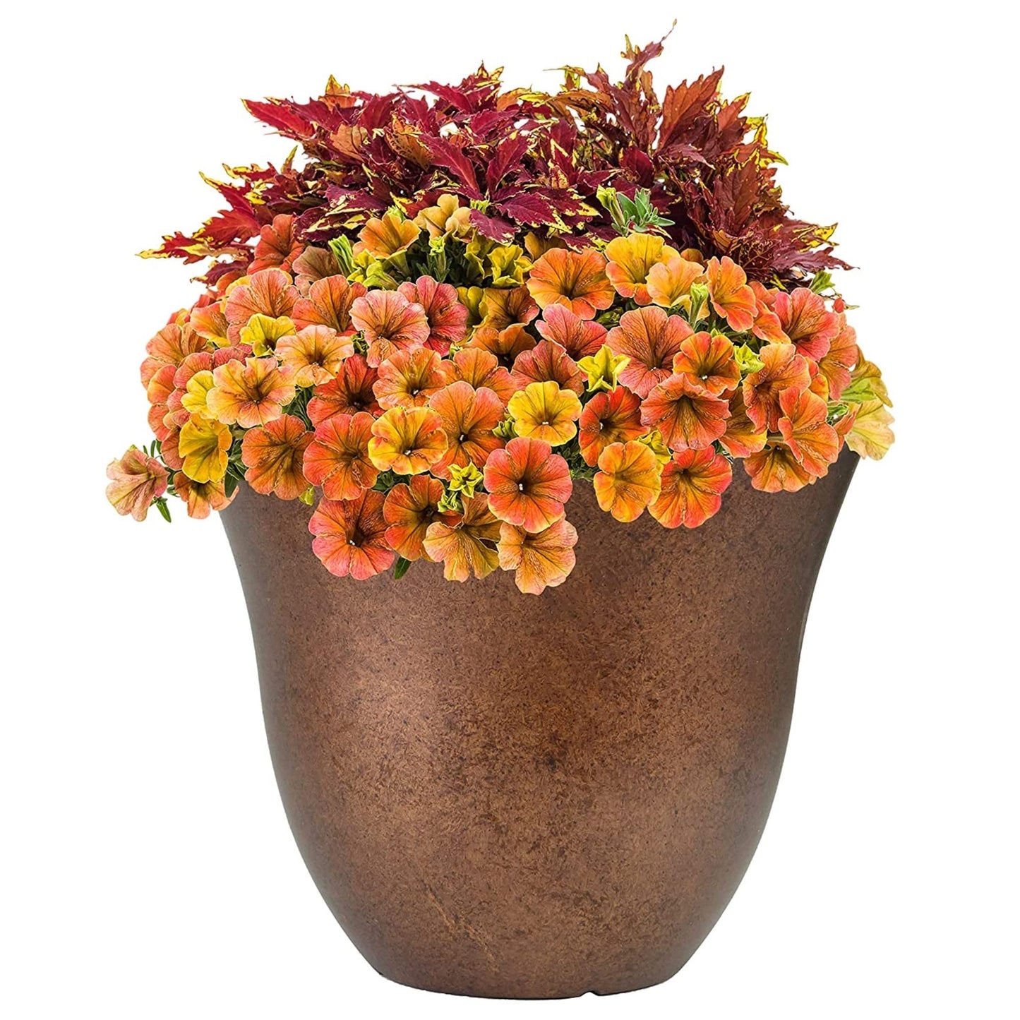 Classic Home and Garden Honeysuckle Resin Flower Pot Planter, Tequila Sunrise, 13"