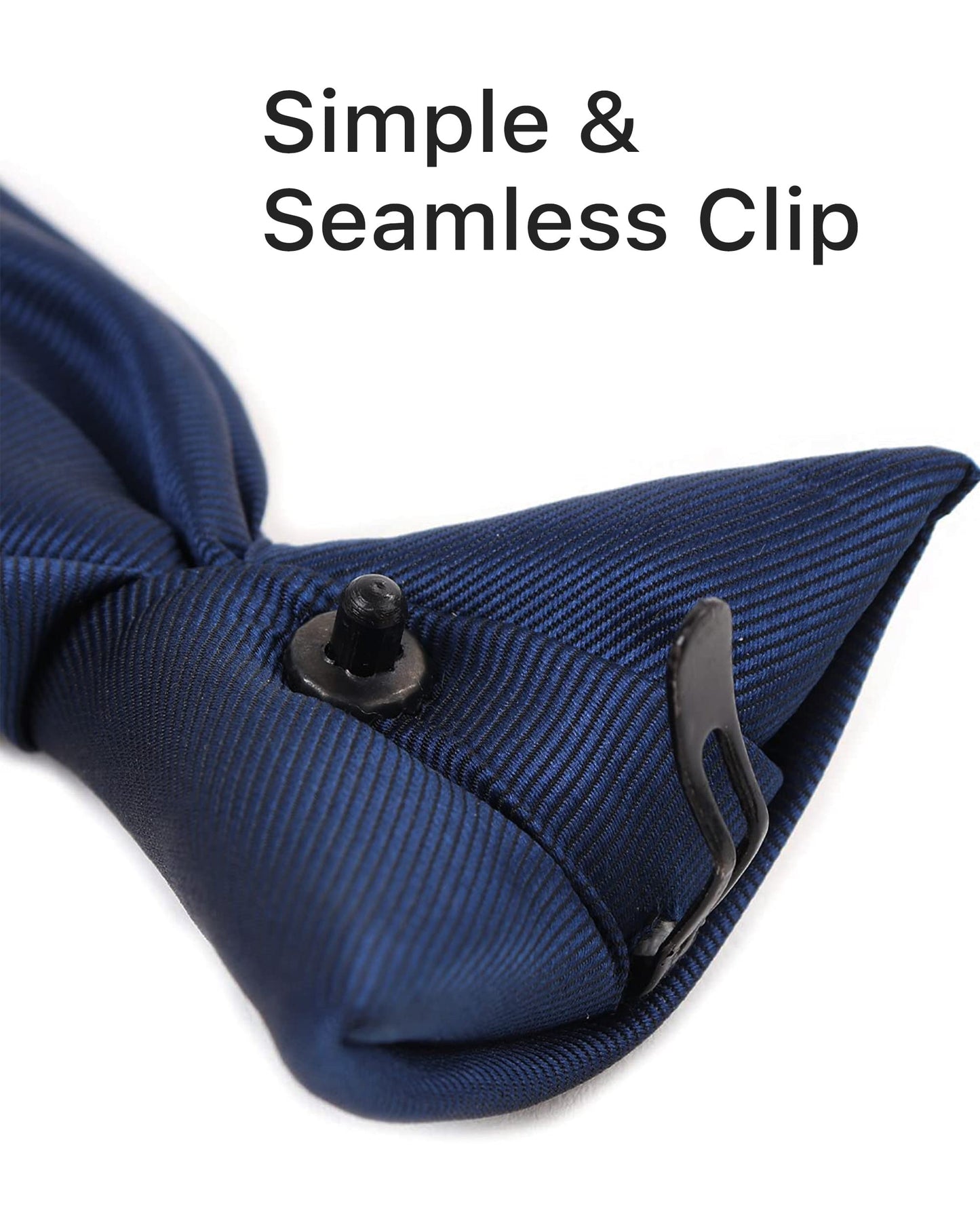 boxed-gifts Clip on Ties for Men - Premium Black Solid Color Clip on Tie