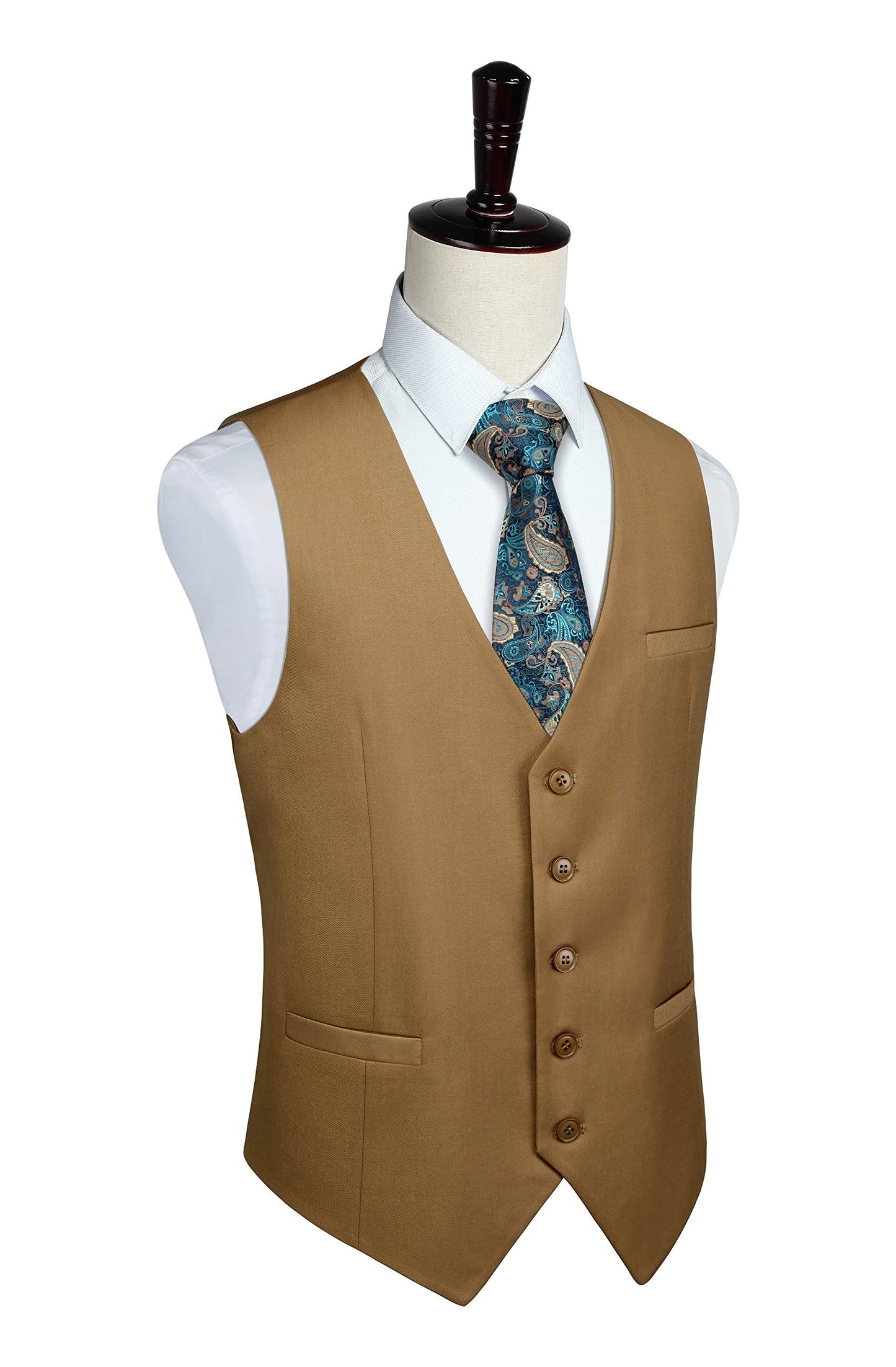 HISDERN Men's Suit Vest Business Formal Dress Waistcoat Vest with 3 Pockets for Suit or Tuxedo