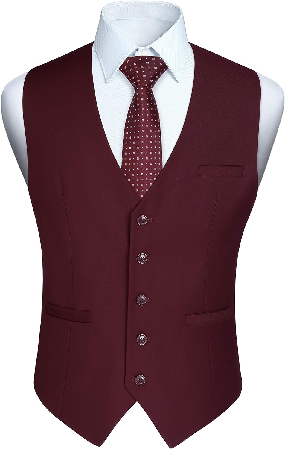 HISDERN Men's Suit Vest Business Formal Dress Waistcoat Vest with 3 Pockets for Suit or Tuxedo