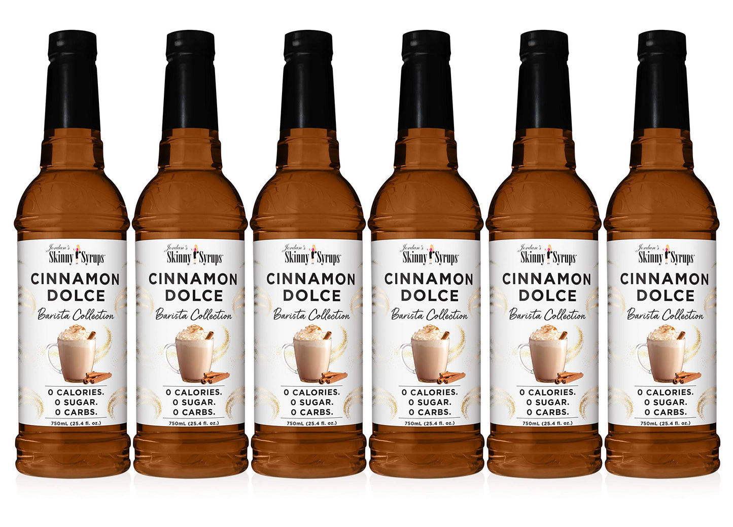 Jordan's Skinny Syrups Sugar Free Coffee Syrup, Cinnamon Dolce Flavor Drink Mix, Zero Calorie Flavoring for Chai Latte, Protein Shake, Food and More, Gluten Free, Keto Friendly, 25.4 Fl Oz, 1 Pack