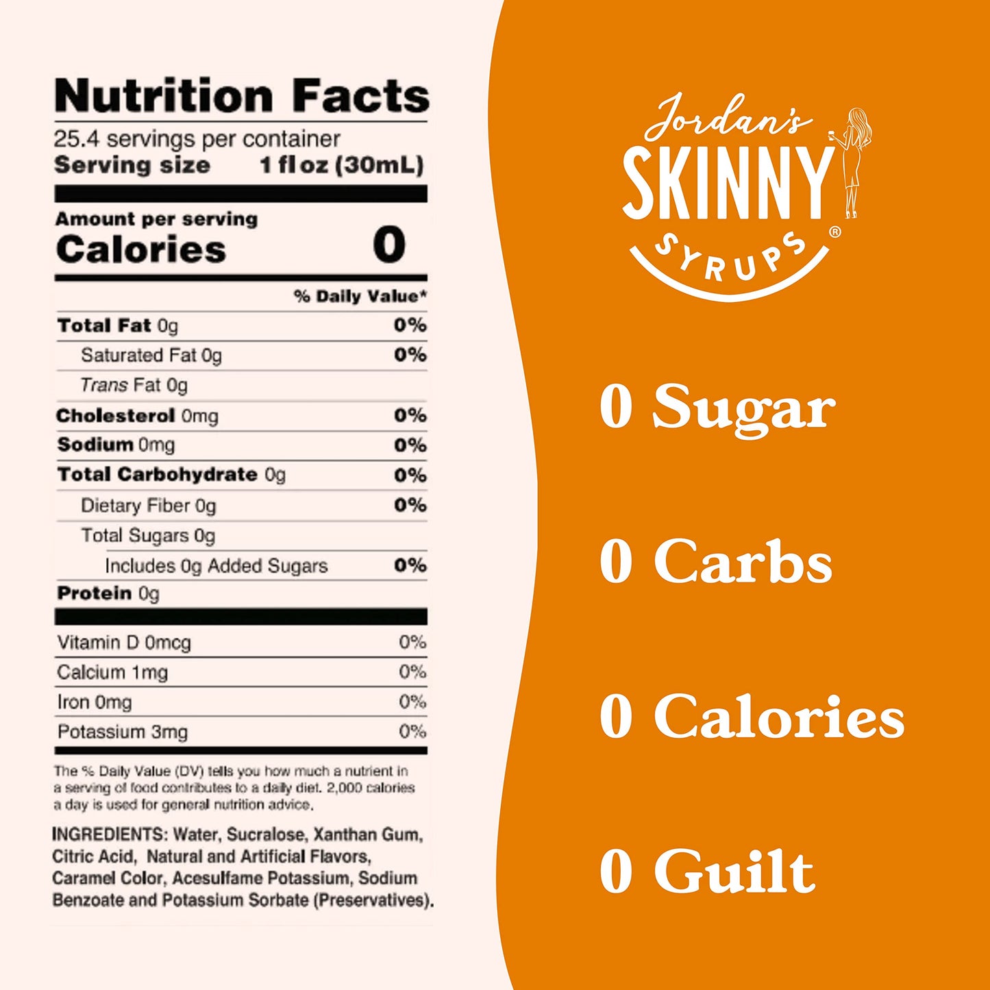 Jordan's Skinny Syrups Sugar Free Coffee Syrup, Cinnamon Dolce Flavor Drink Mix, Zero Calorie Flavoring for Chai Latte, Protein Shake, Food and More, Gluten Free, Keto Friendly, 25.4 Fl Oz, 1 Pack