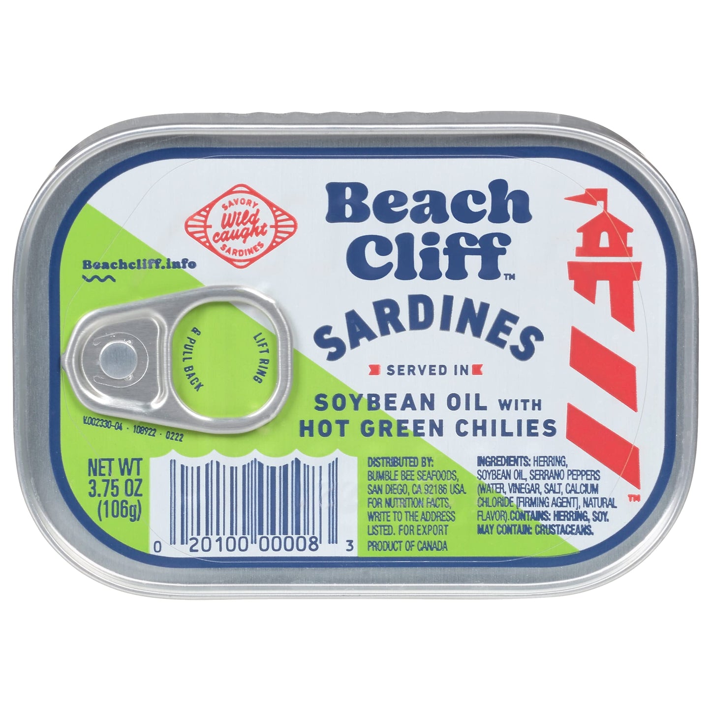 Beach Cliff Sardines in Water, 3.75 oz Can (Pack of 12) - Wild Caught Sardines - 12g Protein per Serving - Gluten Free, Keto Friendly - Great for Pasta & Seafood Recipes,