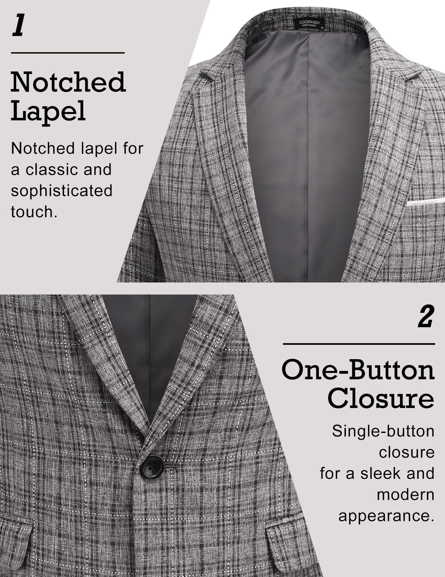 COOFANDY Men's Blazer Casual Sport Coats Slim Fit One Button Suit Jacket Lightweight Sports Jacket