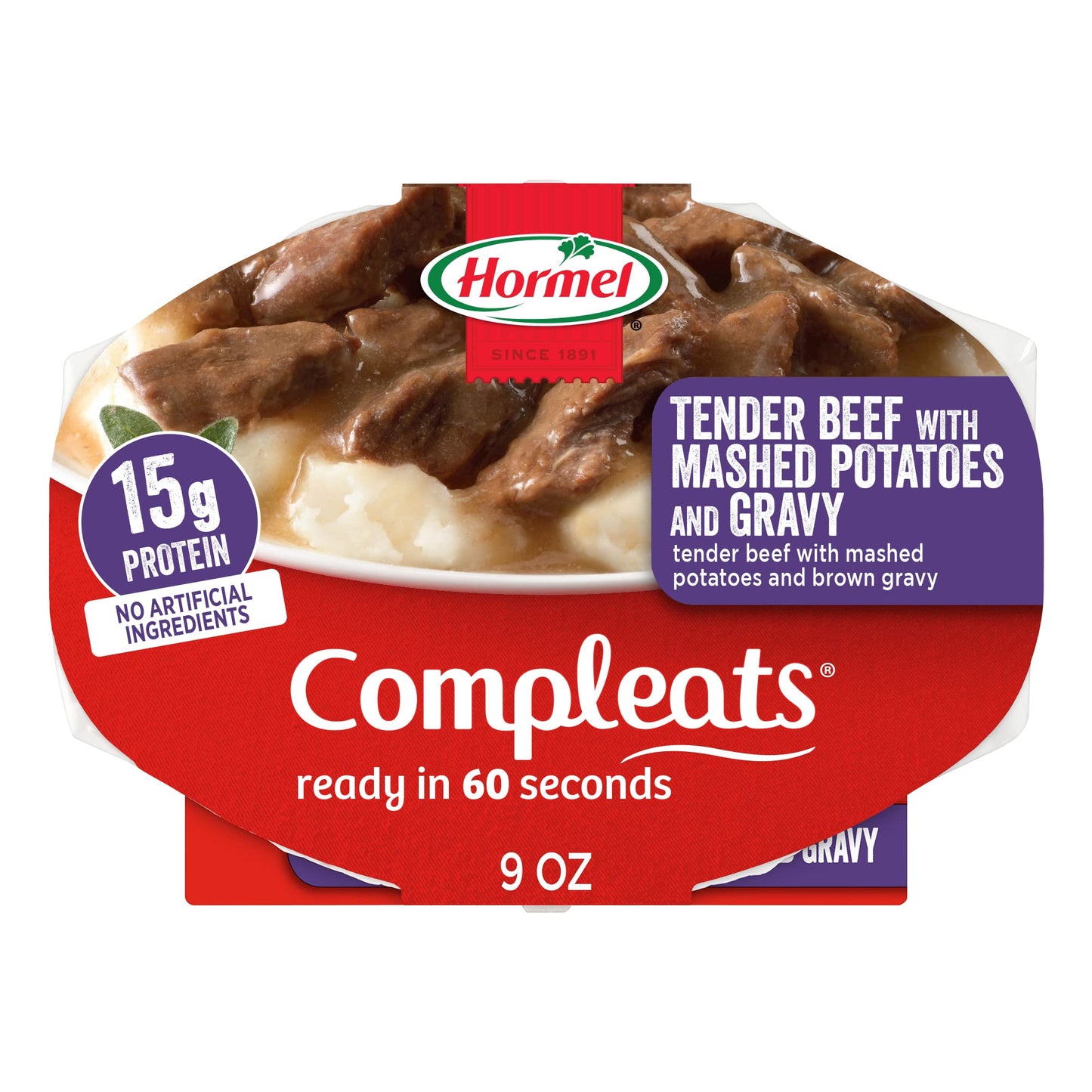 HORMEL COMPLEATS Roast Beef & Mashed Potatoes With Gravy Microwave Tray, 9 Ounce (Pack of 6)