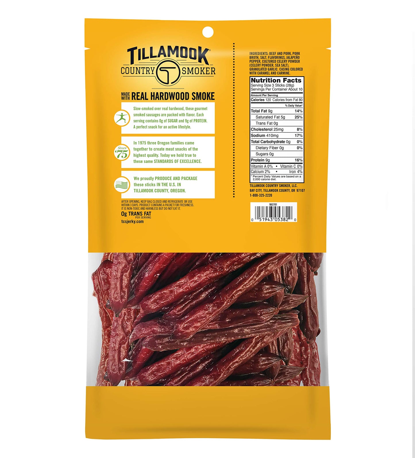 Tillamook Country Smoker Keto Friendly Zero Sugar Smoked Sausages, Original, 10 Ounce