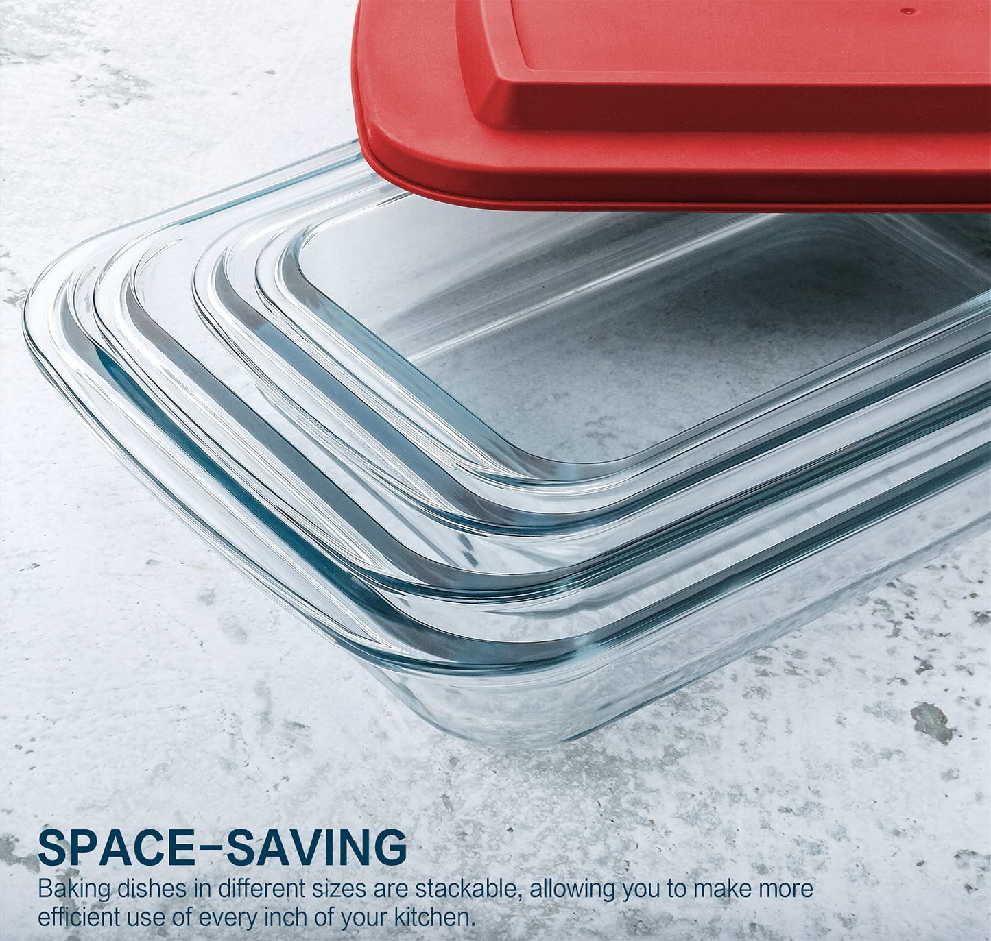 8-Piece Deep Glass Baking Dish Set with Plastic lids,Rectangular Glass Bakeware Set with Lids, Baking Pans for Lasagna, Leftovers, Cooking, Kitchen, Freezer-to-Oven and Dishwasher, Gray