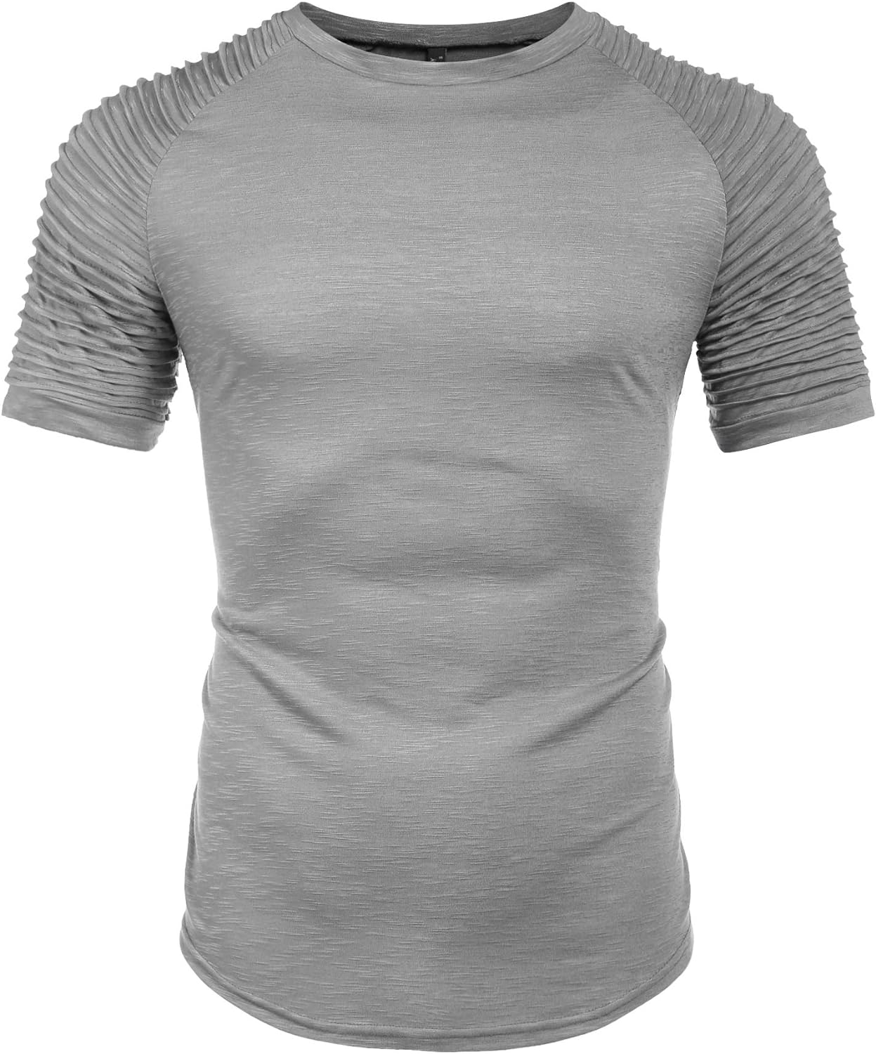 COOFANDY Men's Muscle T-Shirt Pleated Raglan Sleeve Bodybuilding Gym Tee Short Sleeve Fashion Workout Shirts Hipster Shirt