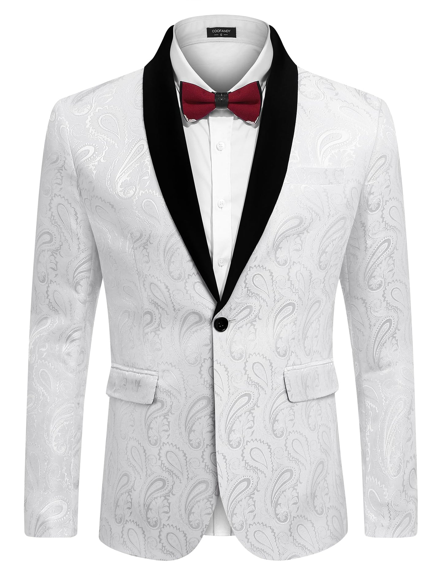 COOFANDY Mens Floral Tuxedo Jacket Paisley Shawl Lapel Suit Blazer Jacket for Dinner,Prom,Wedding