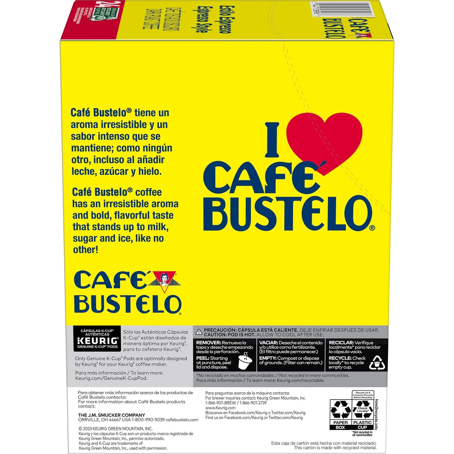 Café Bustelo Espresso Style Dark Roast Coffee, 72 Keurig K-Cup Pods