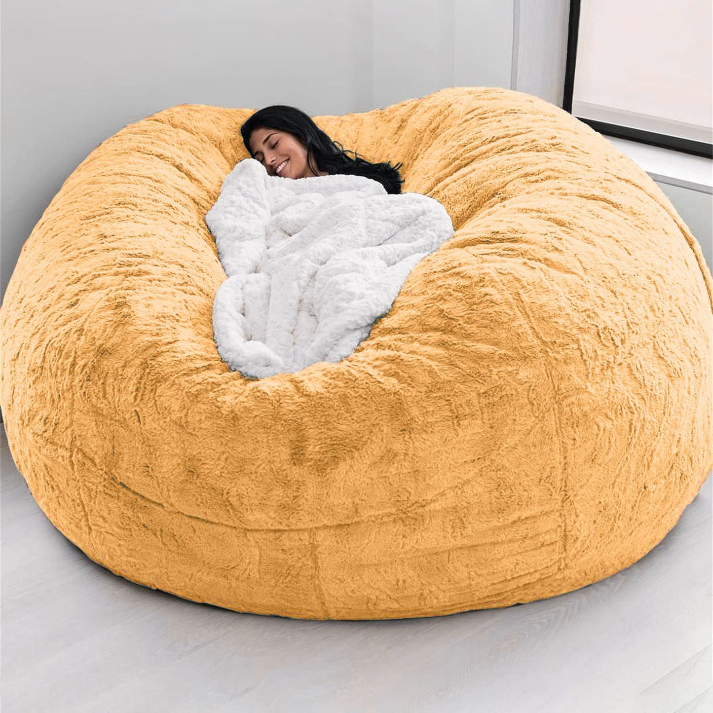 Big Huge Giant Bean Bag Chair for Adults, (No Filler) Bean Bag Chairs in Multiple Sizes and Colors Giant Foam-Filled Furniture - Machine Washable Covers, Double Stitched Seams (Black,6FT)