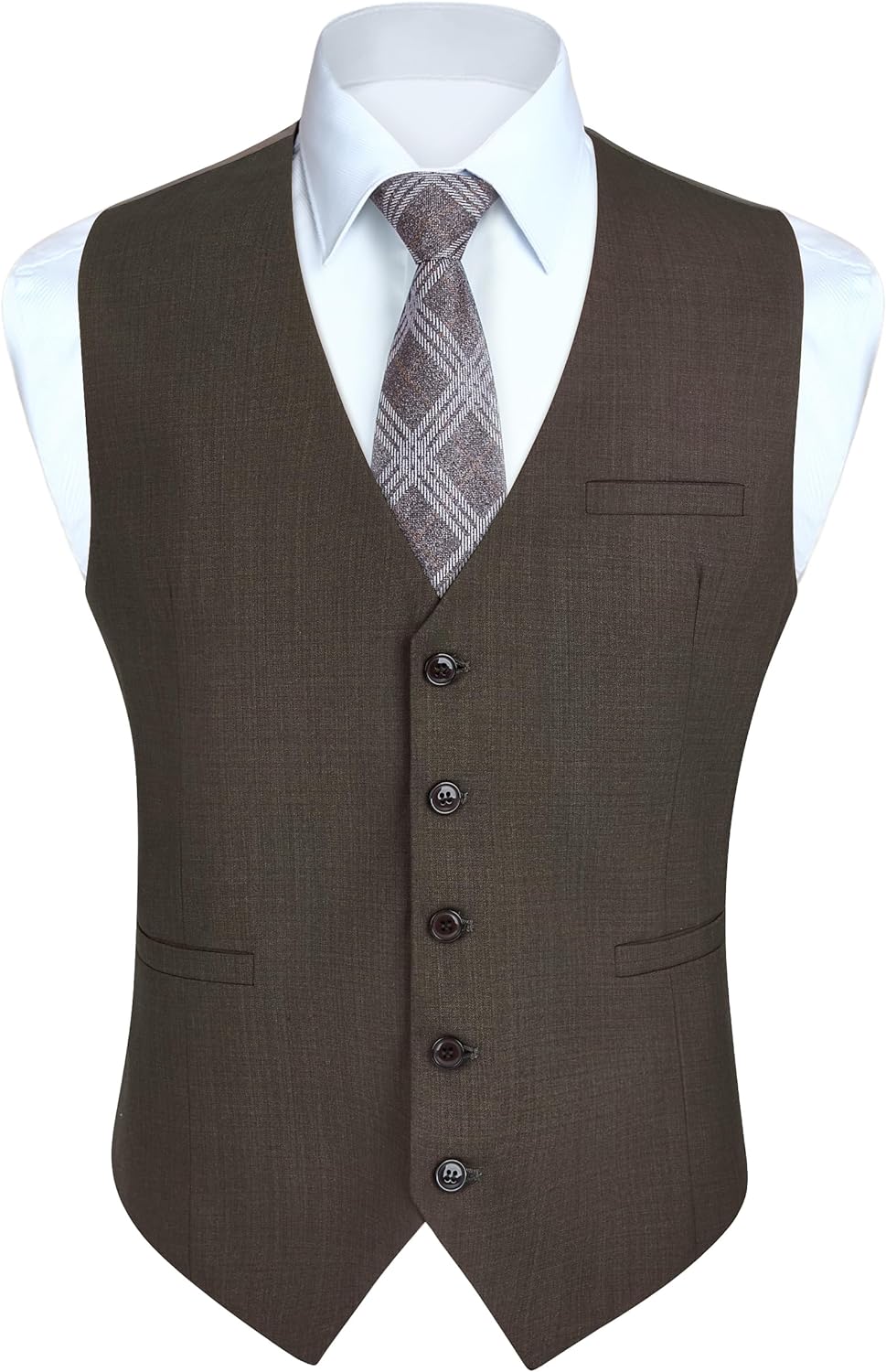 HISDERN Men's Suit Vest Business Formal Dress Waistcoat Vest with 3 Pockets for Suit or Tuxedo