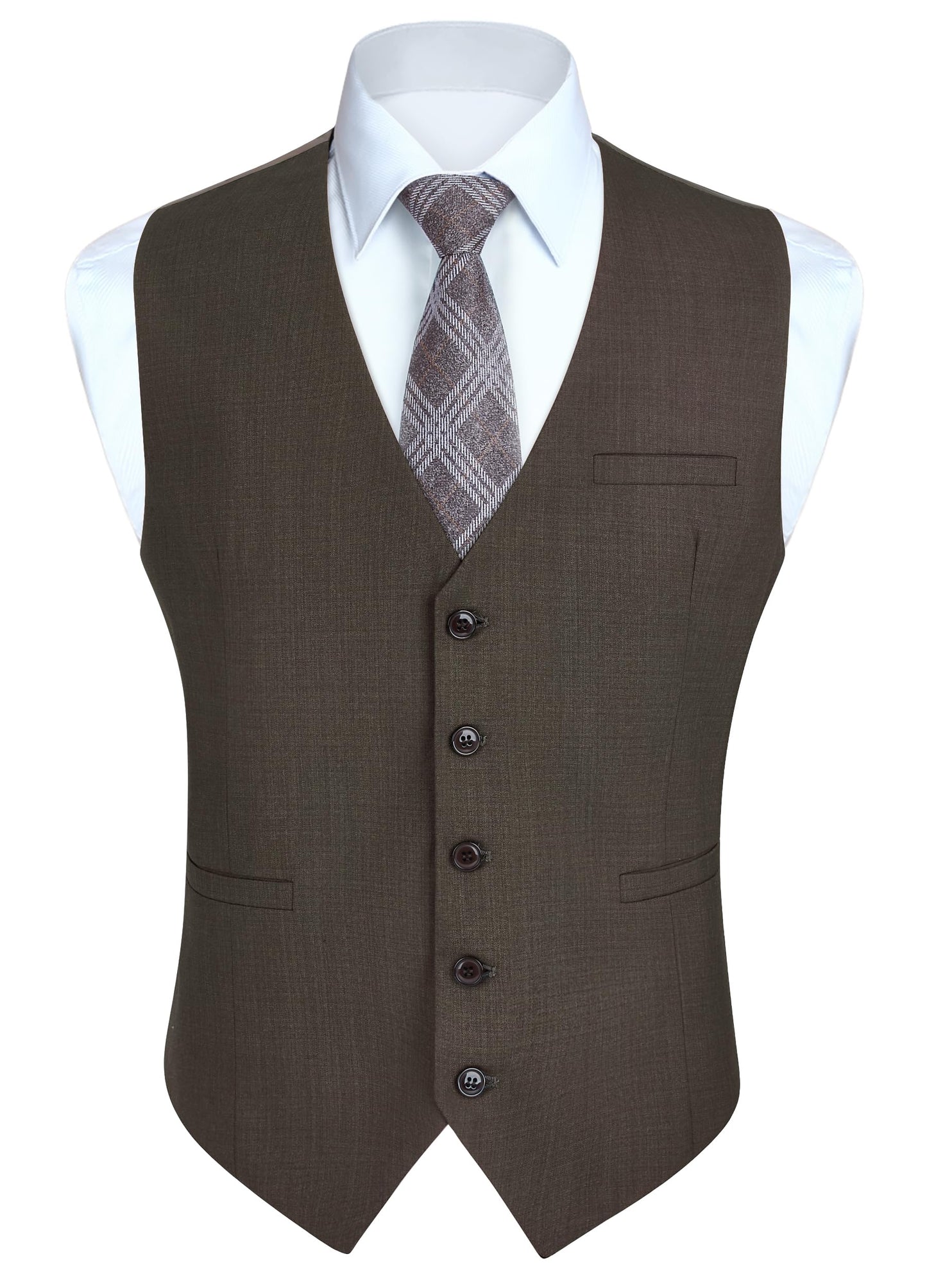 HISDERN Men's Suit Vest Business Formal Dress Waistcoat Vest with 3 Pockets for Suit or Tuxedo