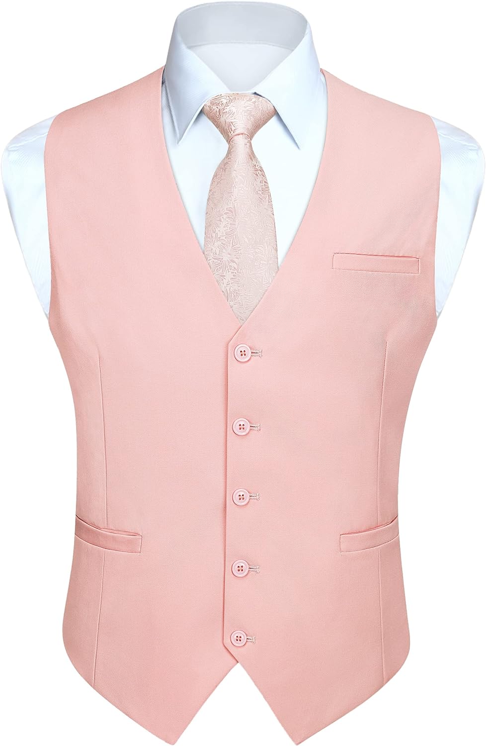 HISDERN Men's Suit Vest Business Formal Dress Waistcoat Vest with 3 Pockets for Suit or Tuxedo