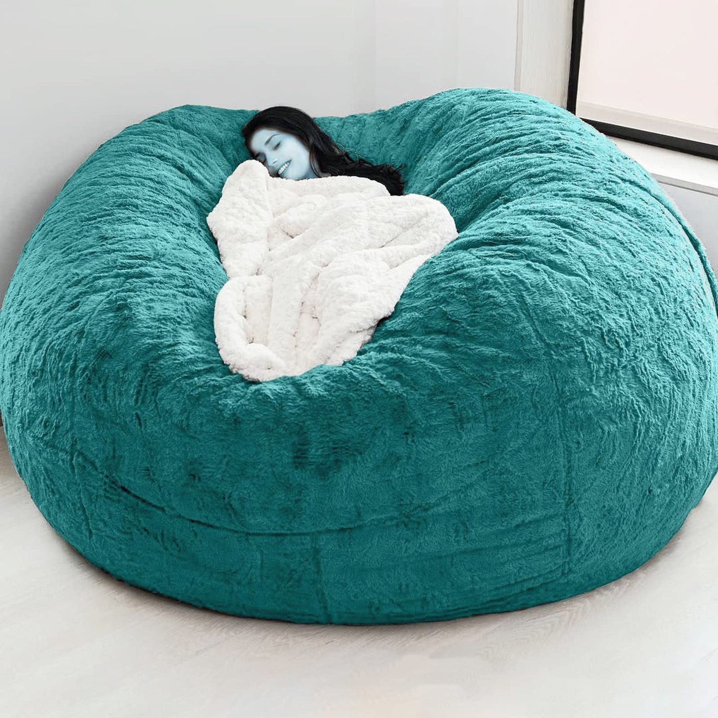 Big Huge Giant Bean Bag Chair for Adults, (No Filler) Bean Bag Chairs in Multiple Sizes and Colors Giant Foam-Filled Furniture - Machine Washable Covers, Double Stitched Seams (Black,6FT)