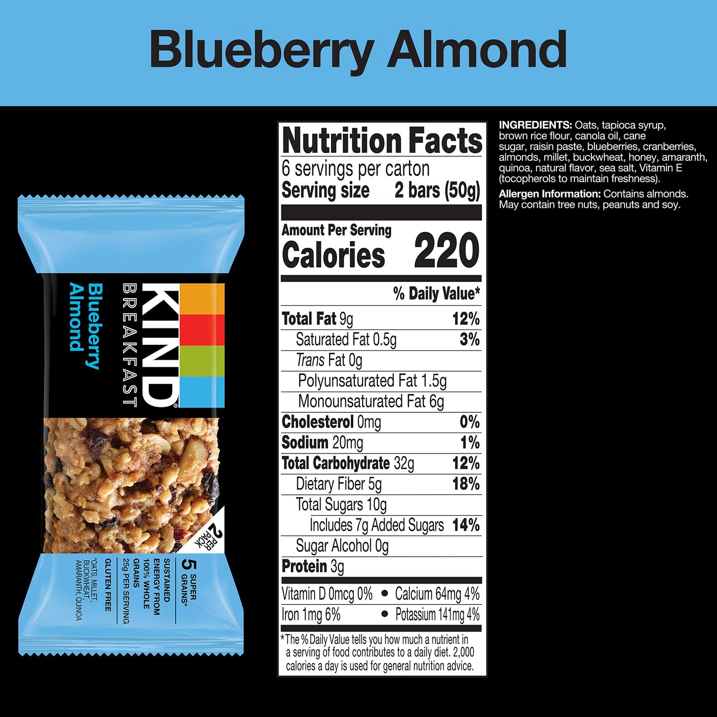 KIND Breakfast, Healthy Snack Bar, Almond Butter, Gluten Free Breakfast Bars, 8g Protein, 1.76 OZ Packs (6 Count)