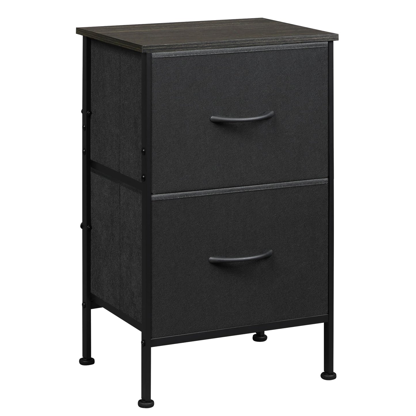 WLIVE Nightstand, 2 Drawer Dresser for Bedroom, Small Dresser with 2 Drawers, Bedside Furniture, Night Stand, End Table with Fabric Bins for Bedroom, Closet, Entryway, College Dorm, Dark Grey