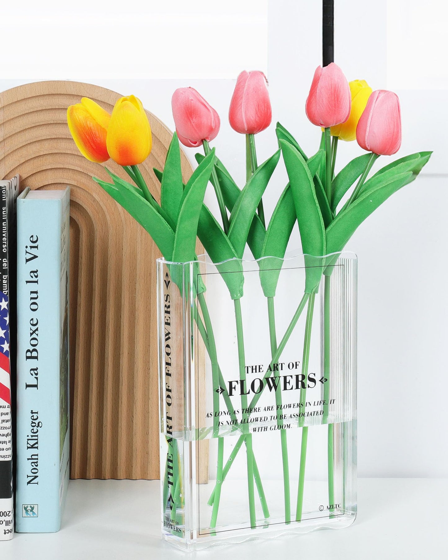 Book Vase for Flowers, Book Lovers Gifts, Aesthetic Room Decor Cute Flower Vase & Must-Have for Home, Bookshelf, Bedroom & Office Decor for Women & Teacher Gift - Like Mothers Day (Clear)