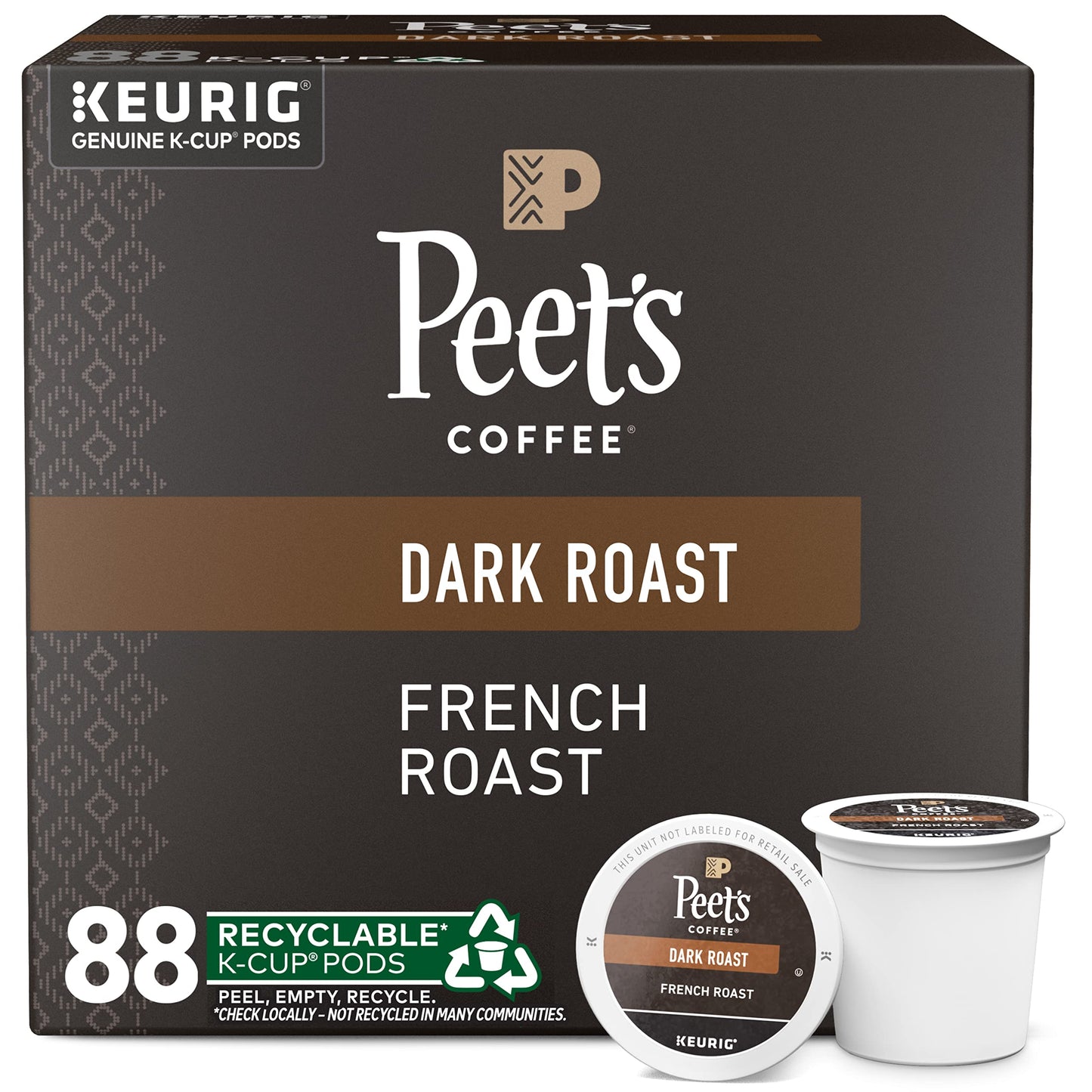 Peet's Coffee, Dark Roast K-Cup Pods for Keurig Brewers - Major Dickason's Blend 75 Count (1 Box of 75 K-Cup Pods)