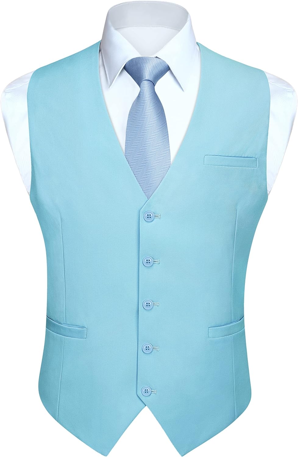 HISDERN Men's Suit Vest Business Formal Dress Waistcoat Vest with 3 Pockets for Suit or Tuxedo