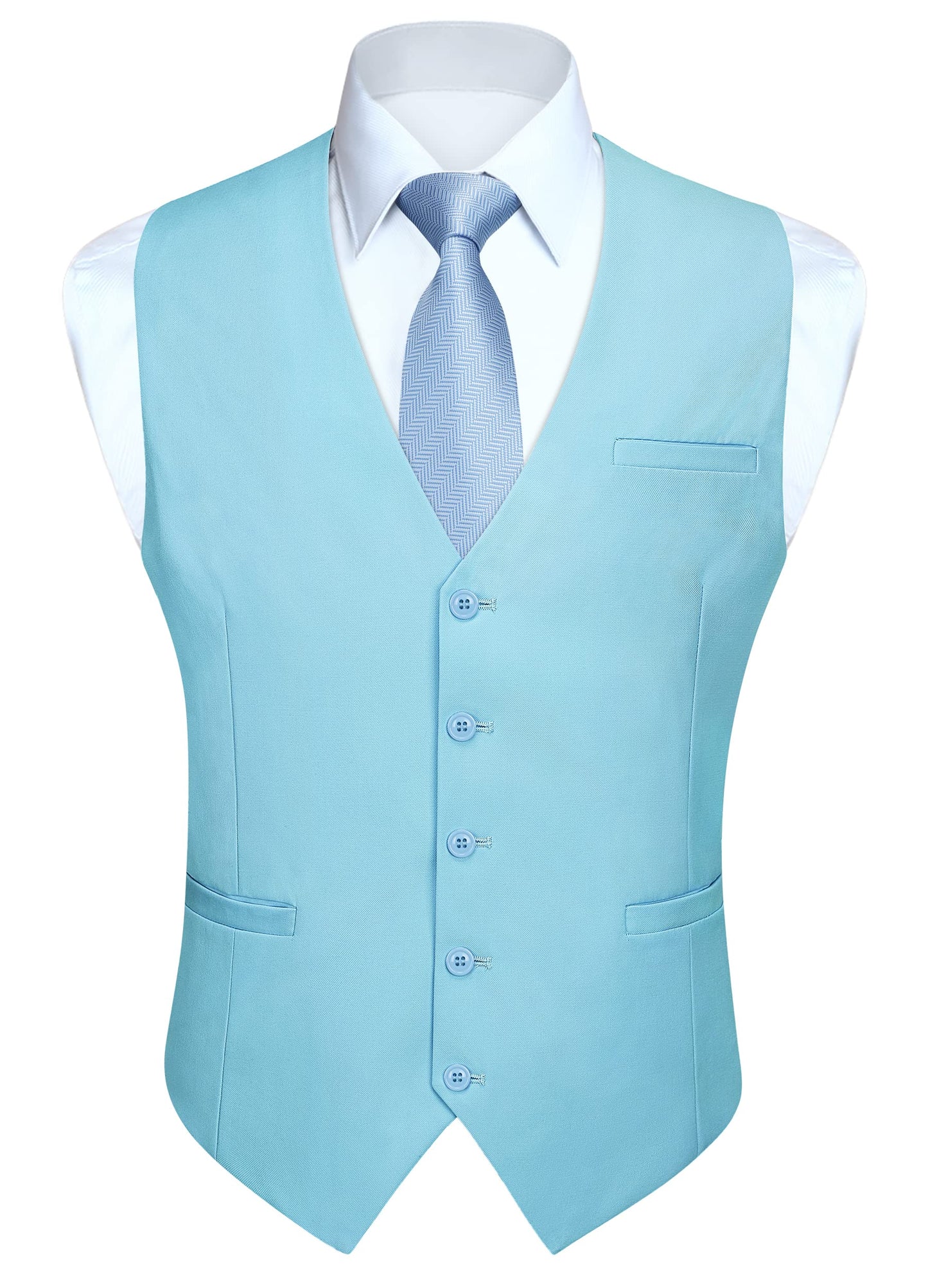 HISDERN Men's Suit Vest Business Formal Dress Waistcoat Vest with 3 Pockets for Suit or Tuxedo