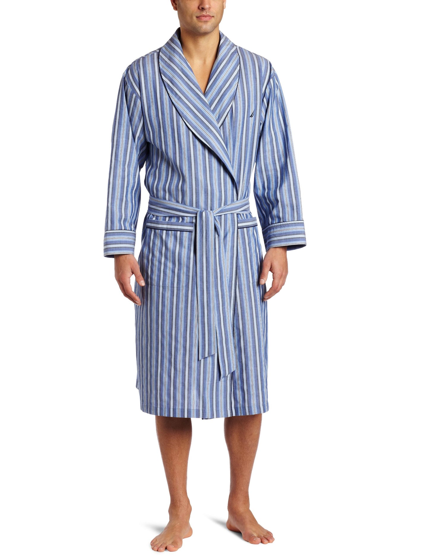 Nautica mens Long-sleeve Lightweight Cotton Woven-robe Bathrobe