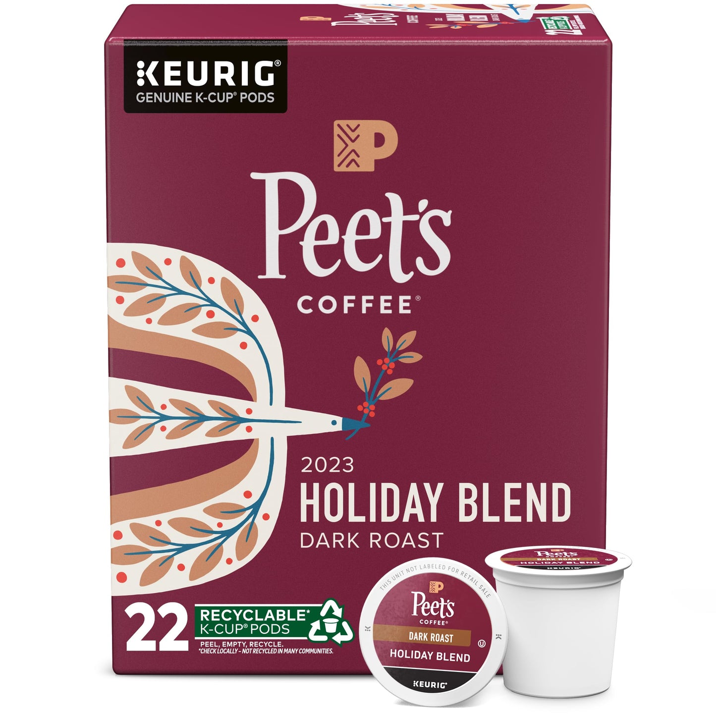 Peet's Coffee, Dark Roast K-Cup Pods for Keurig Brewers - Major Dickason's Blend 75 Count (1 Box of 75 K-Cup Pods)