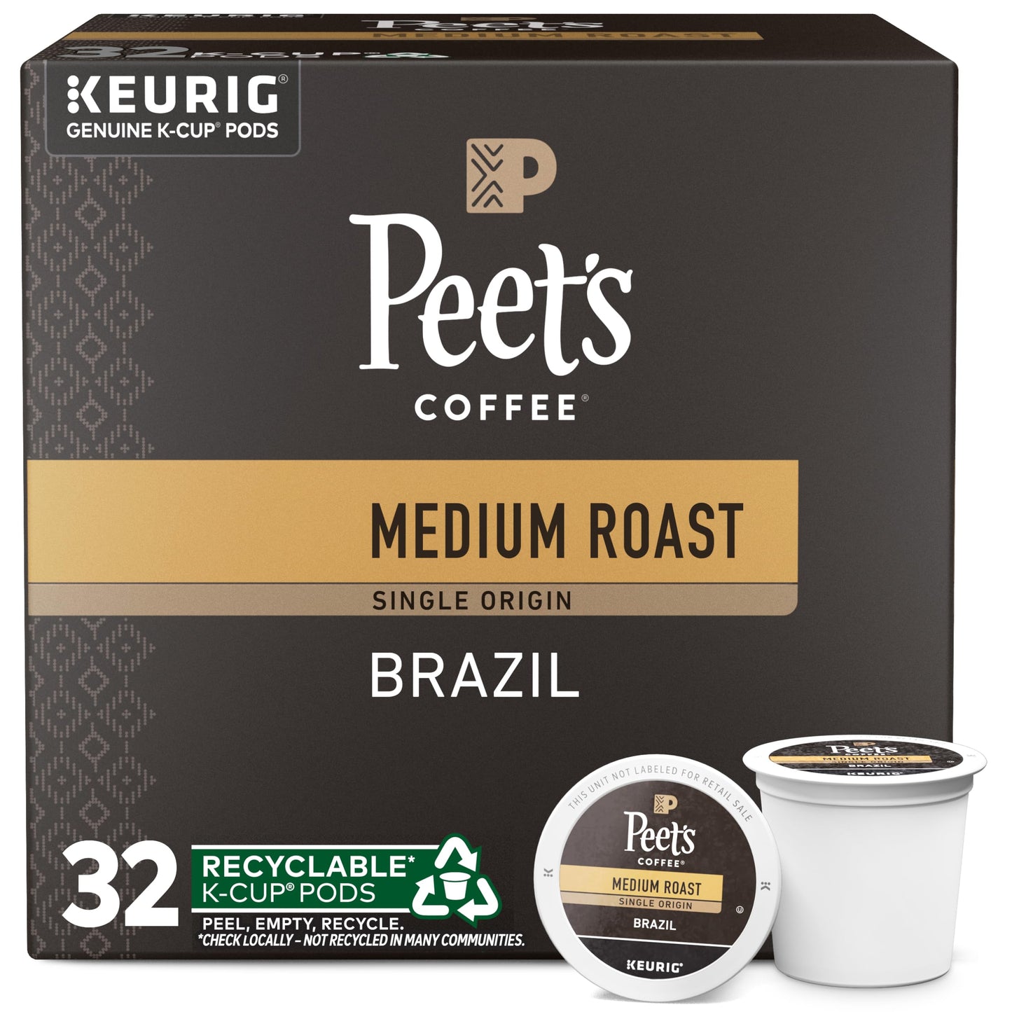 Peet's Coffee, Dark Roast K-Cup Pods for Keurig Brewers - Major Dickason's Blend 75 Count (1 Box of 75 K-Cup Pods)