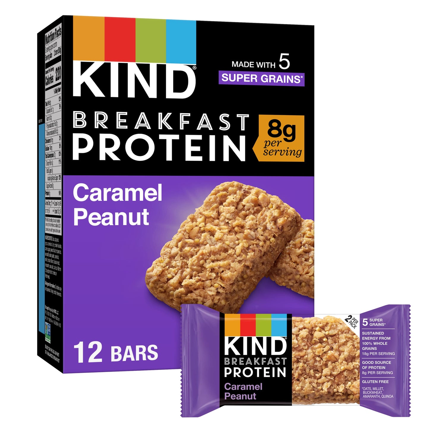 KIND Breakfast, Healthy Snack Bar, Almond Butter, Gluten Free Breakfast Bars, 8g Protein, 1.76 OZ Packs (6 Count)