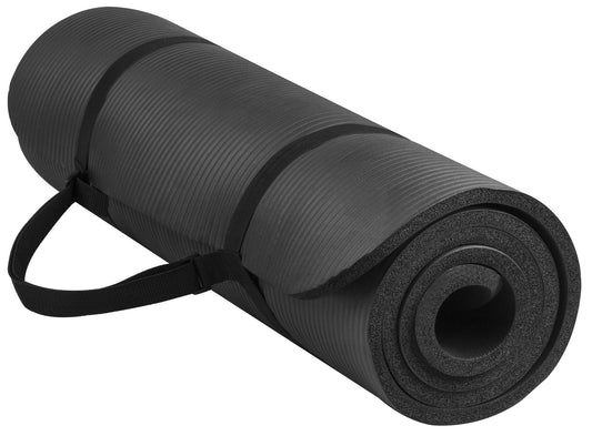 Signature Fitness All Purpose 1/2-Inch Extra Thick High Density Anti-Tear Exercise Yoga Mat with Carrying Strap with Optional Yoga Blocks, Multiple Colors