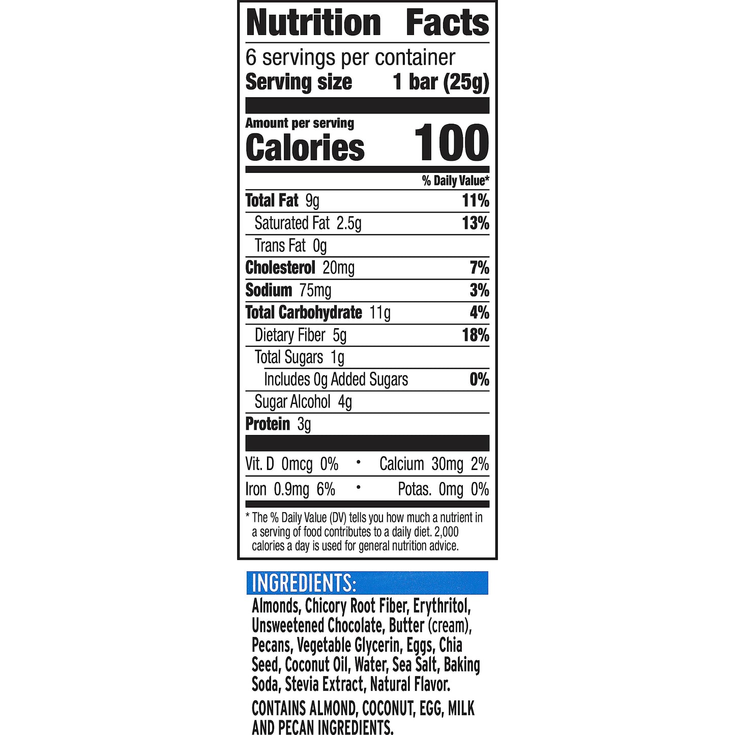 Ratio Soft Baked Bars, Chocolate Brownie, 1g Sugar, Keto Friendly, 5.34 OZ (6 Bars)