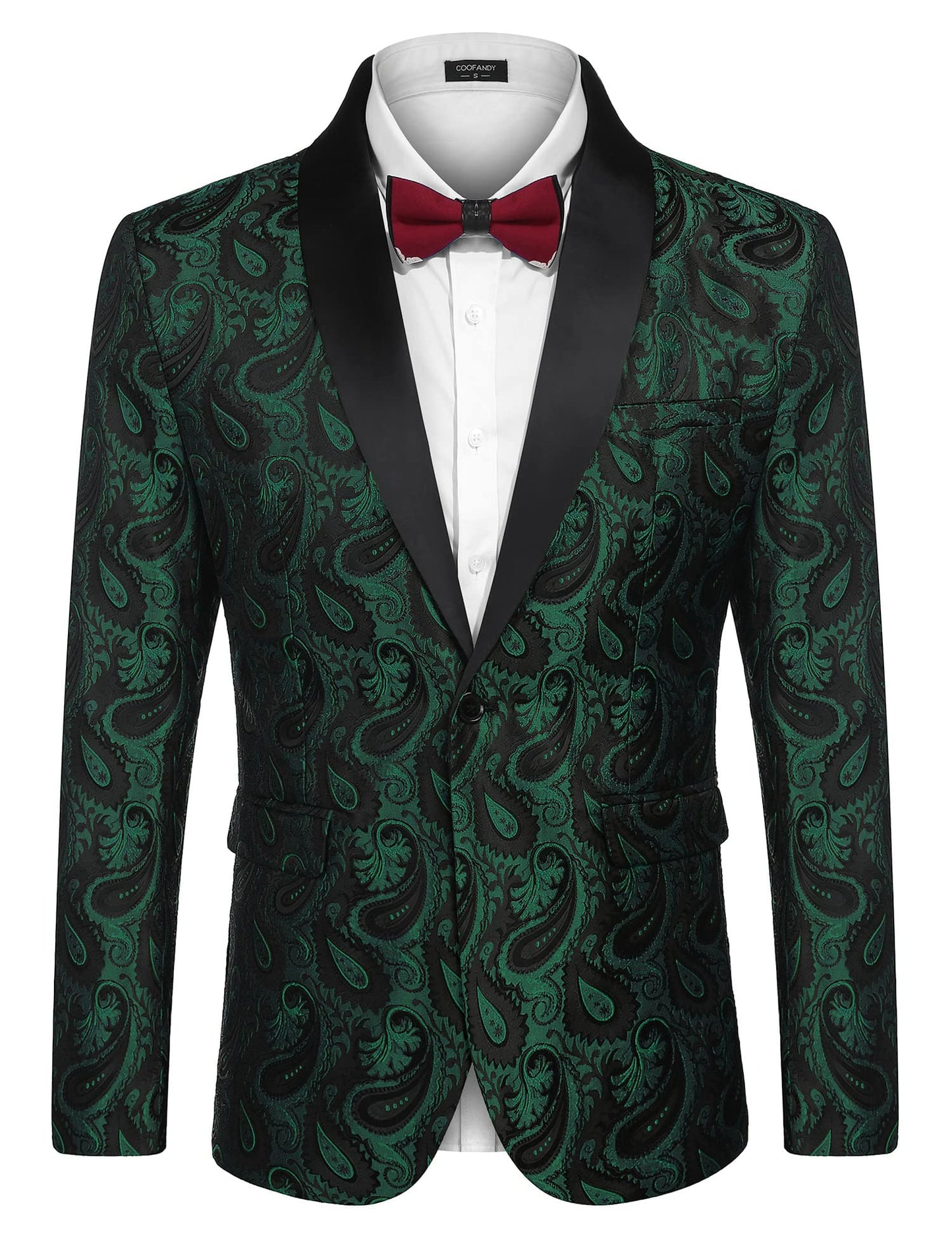 COOFANDY Mens Floral Tuxedo Jacket Paisley Shawl Lapel Suit Blazer Jacket for Dinner,Prom,Wedding