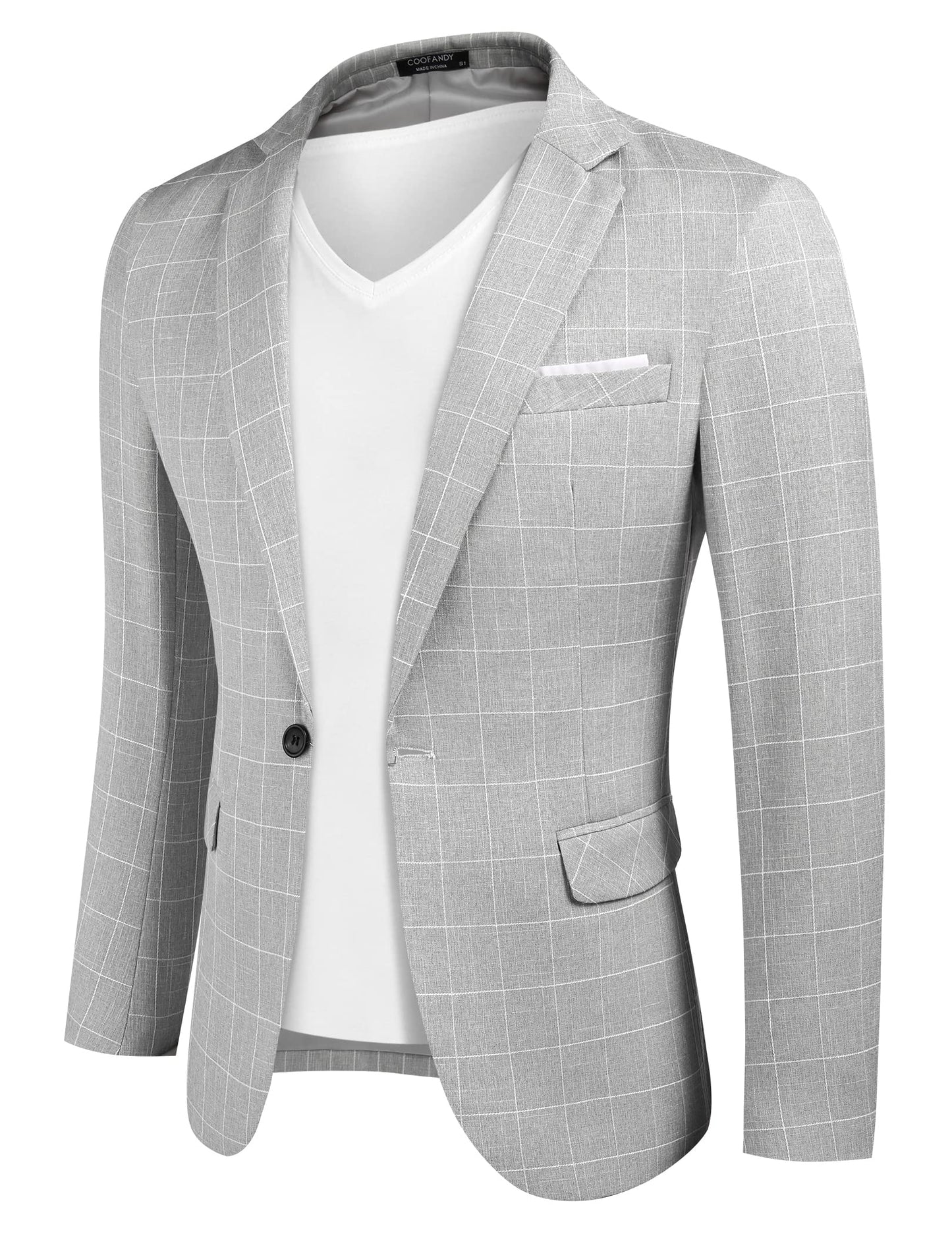 COOFANDY Men's Blazer Casual Sport Coats Slim Fit One Button Suit Jacket Lightweight Sports Jacket