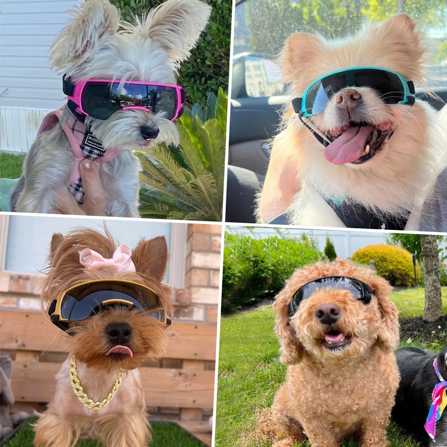 ENJOYING Dog Sunglasses Small Dog Goggles Anti-UV Doggy Glasses for Small Dogs Big Cats Impact/Wind/Dust/Fog Proof Puppy Eye Protection, Cool Blue