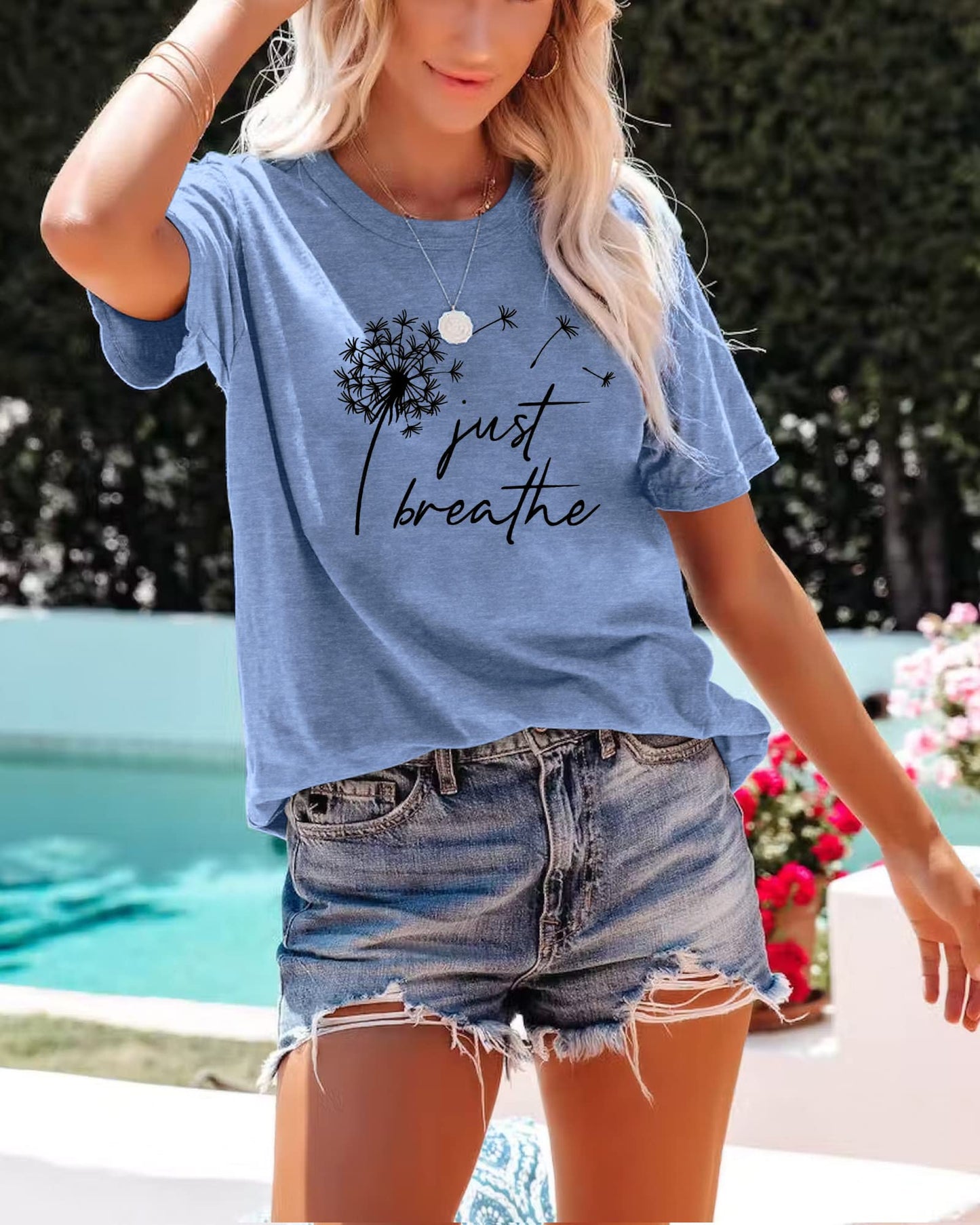 Anbech Womens Dandelion Graphic T-Shirts Teen Girls Cute Sunflower Trendy Clothes Casual Tee Tops