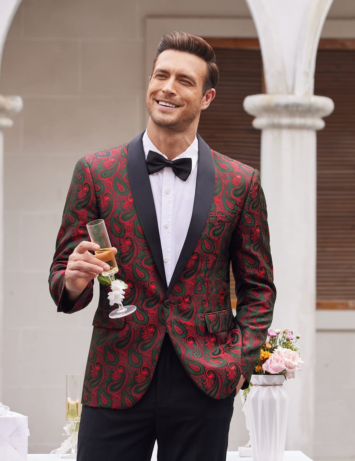 COOFANDY Mens Floral Tuxedo Jacket Paisley Shawl Lapel Suit Blazer Jacket for Dinner,Prom,Wedding