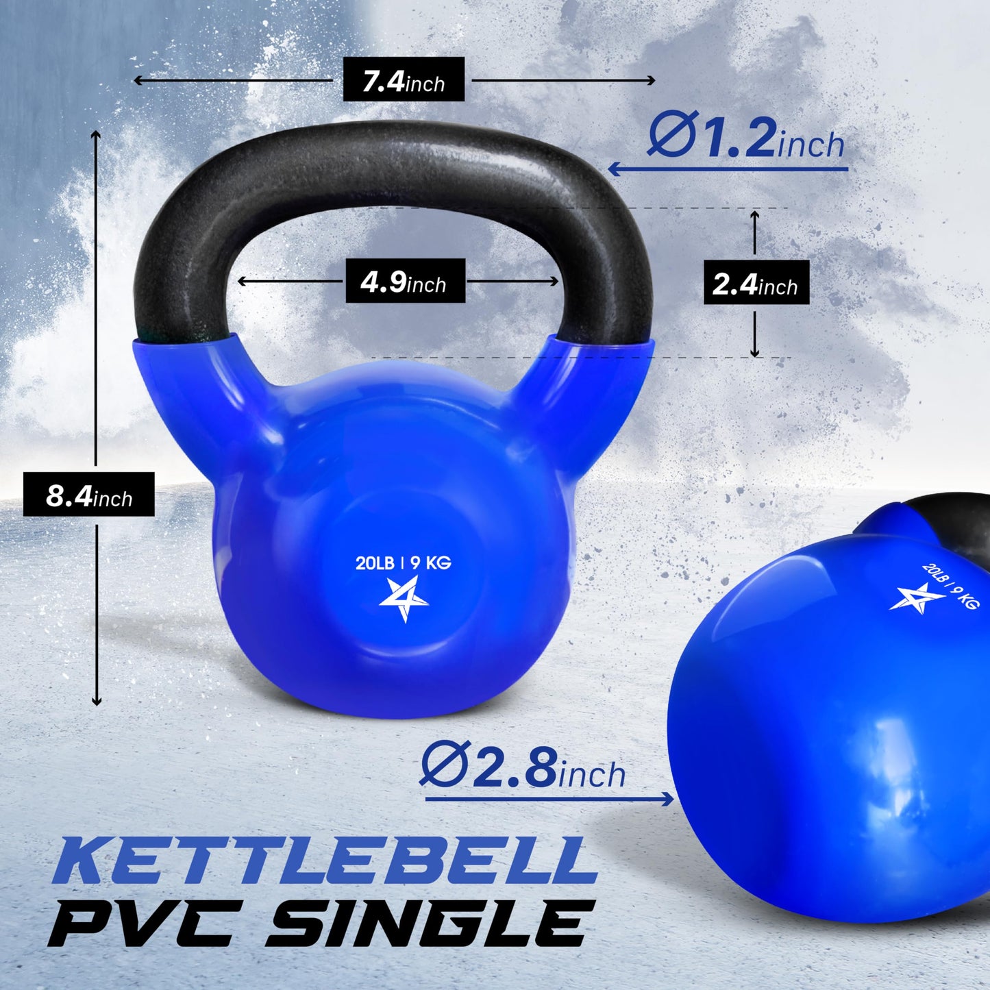 Yes4All Kettlebell Vinyl Coated Cast Iron – Great for Dumbbell Weights Exercises, Full Body Workout Equipment Push up, Grip Strength and Strength Training, PVC